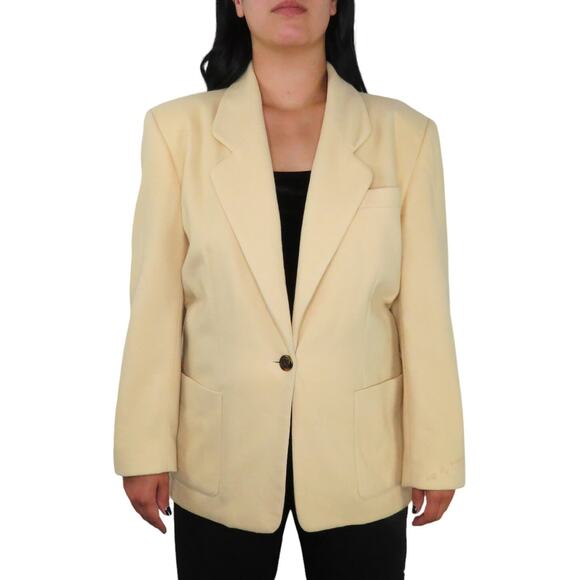 1980s Vintage Talbots Cream Blazer Jacket Twee Glam Retro Vintage Coat Medium - Picture 4 of 11